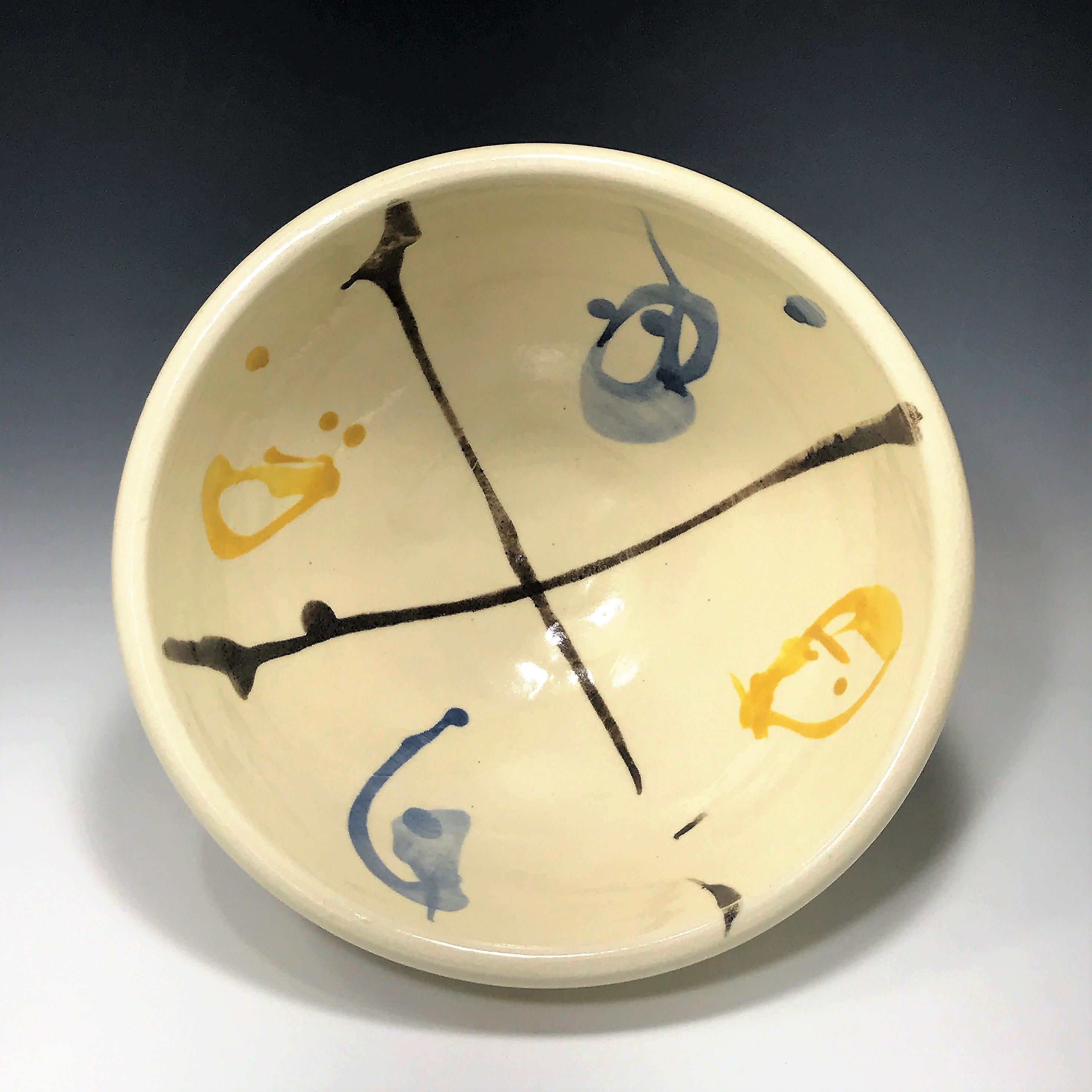 Stephen D. Frazier’s soup/ramen bowl 6 ½ in. (17 cm) in diameter, white earthenware, underglaze, cone 1.