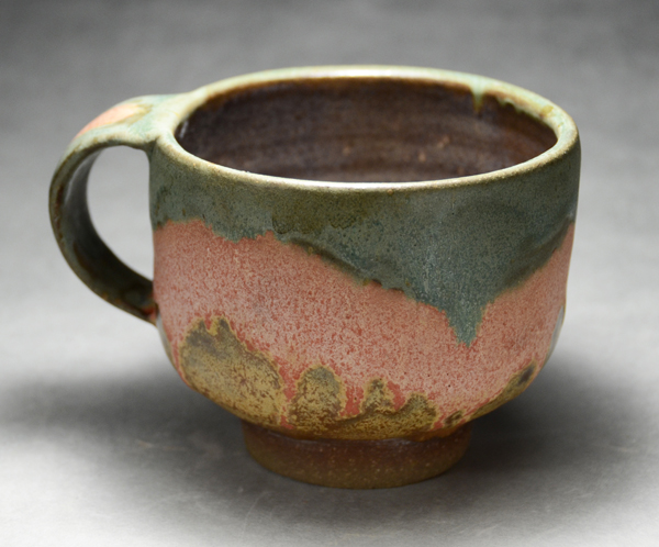 Brian Wildeman: Tri-color mug, 5 in. (13 cm) in height, wheel-thrown stoneware, fired to cone 6 in oxidation, 2021.