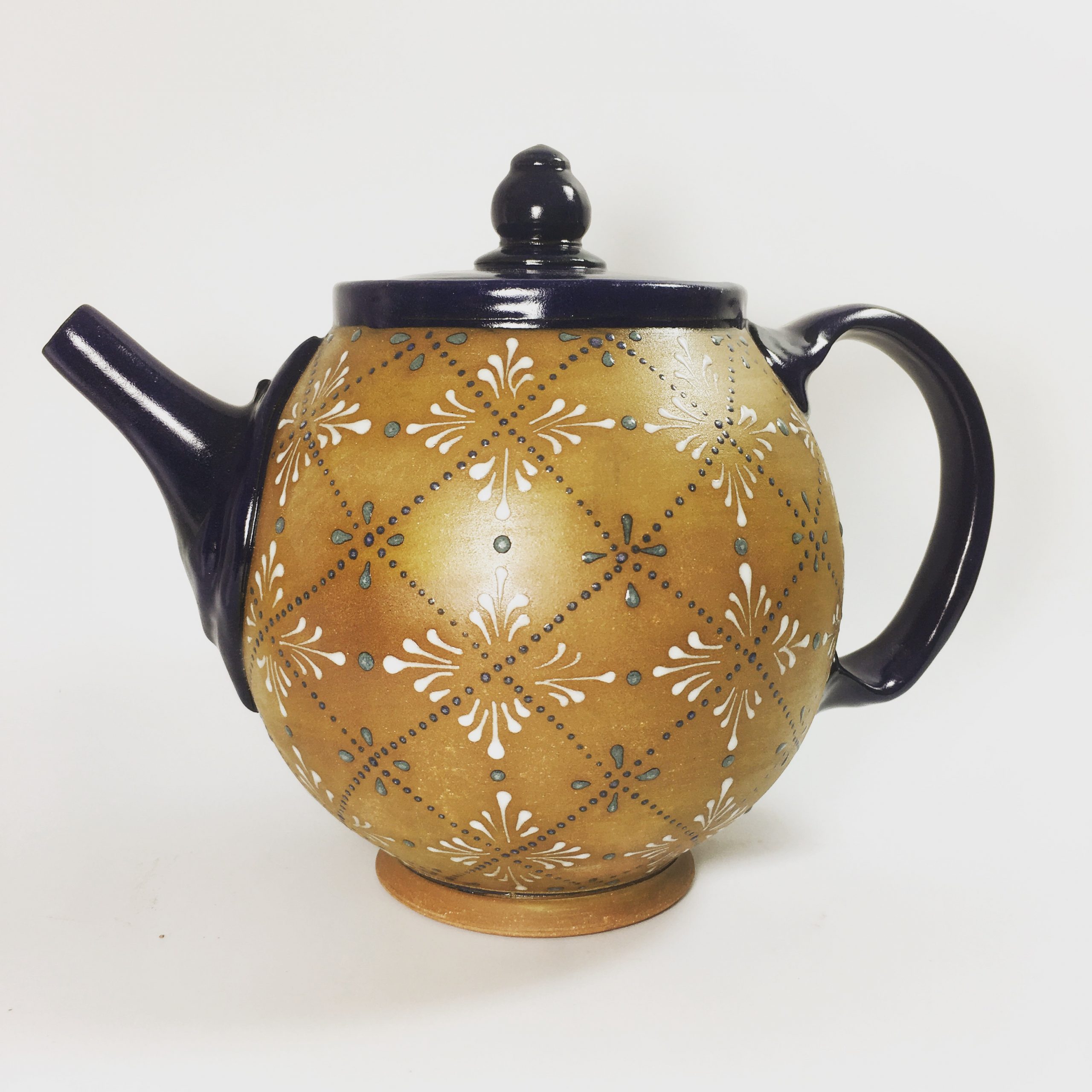 Hannah Graeper Carver, Cobalt Teapot, 7 in. (18 cm) in height, brown stoneware, fired to cone 6 in an electric kiln